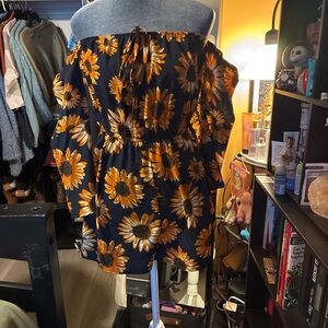 Off-Shoulder Black Sunflower Print Women’s romper